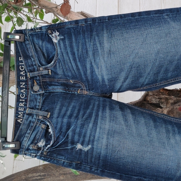 American eagle Men's jeans Bootcut size 28/30 color blue 100% cotton - Picture 3 of 10